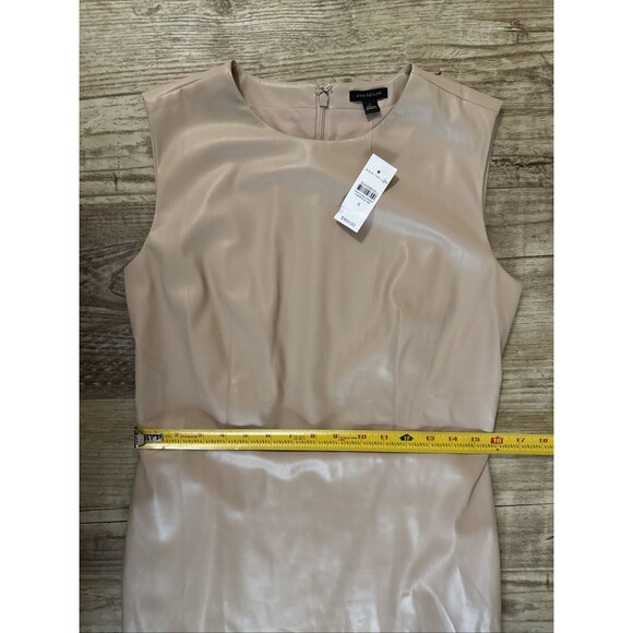 Ann Taylor Dress 6 Beige Faux Leather Sleeveless Sheath NWT - Picture 5 of 5